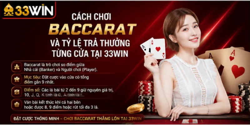 Cách chơi baccarat và tỷ lệ trả thưởng từng cửa tại 33Win 9 Cách chơi baccarat và tỷ lệ trả thưởng từng cửa tại 33Win