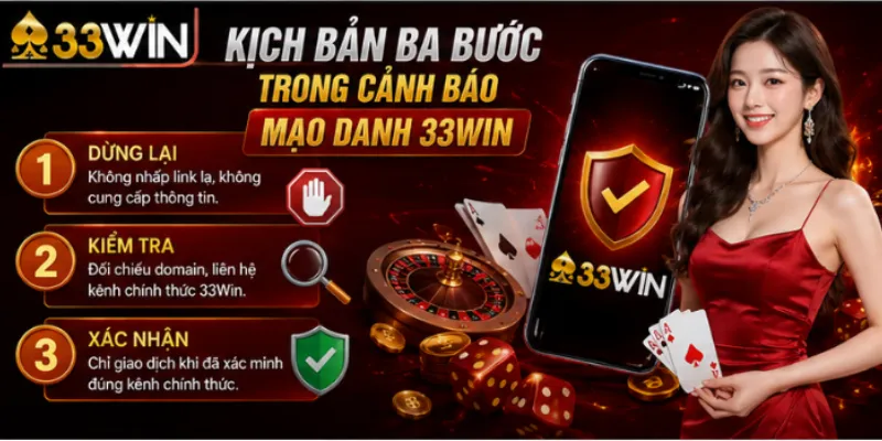 Cảnh báo mạo danh 33Win – Ba dạng giả danh và cách lật mặt trong 30 giây 3 Kịch bản ba bước trong cảnh báo mạo danh 33Win